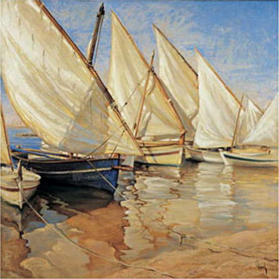 White Sails I by Jaume Laporta painting - Unknown Artist White Sails I by Jaume Laporta art painting